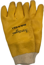3 pk Sanitized Smooth Coated Work Gloves Knit Wrist Cuff - Made in USA - Yellow