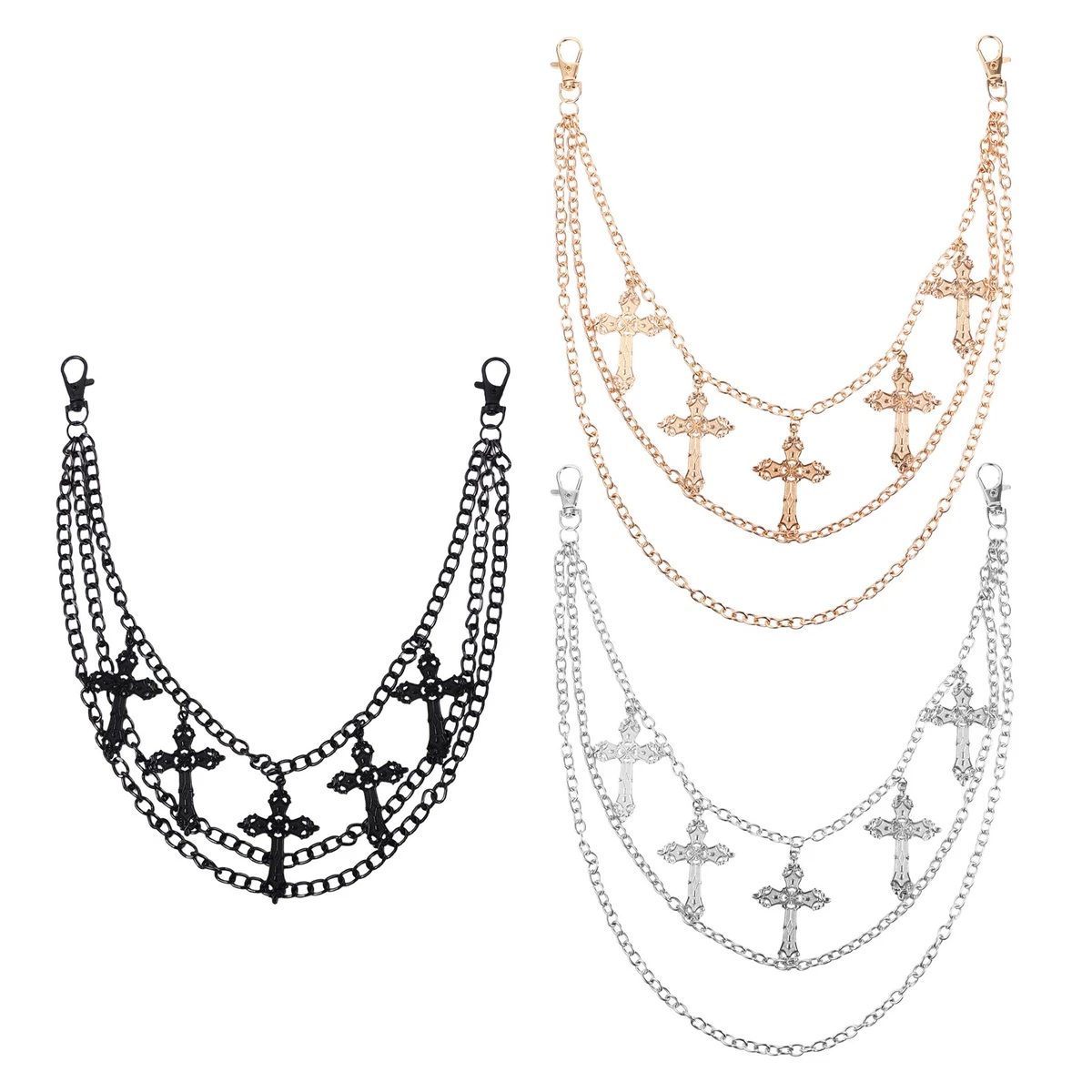 Men's Womens Hip-Hop Cross Punk Pants Chain Multi-Layer Pants Chain Wallet Chain