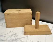 Antique Primitive Wooden DovetailRectangular Butter Mold