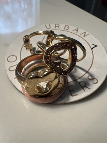 NWT Urban Outfitters Gold Pink Stackable Ring Set, Size 7 - Picture 1 of 5
