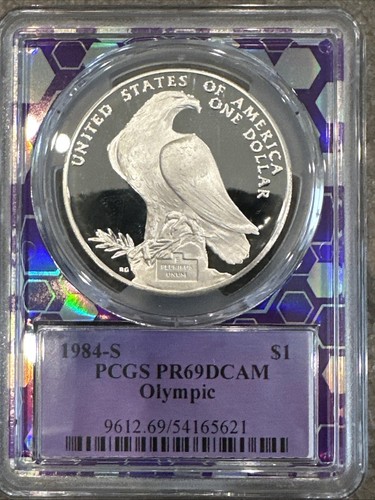 1984 S PCGS PF69 ULTRA CAMEO Los Angeles Olympics Commemorative US Silver Dollar - Picture 2 of 4