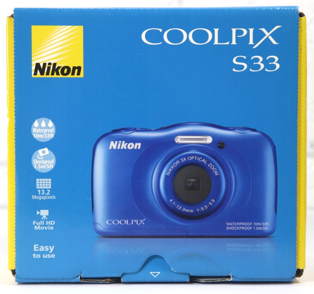 Nikon Coolpix S33 13.2 MP Waterproof Digital Camera Blue NEW in