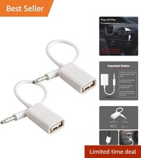 AUX to USB Adapter for Cars   3.5mm Male to USB 2.0 Female Converter, 2-Pack