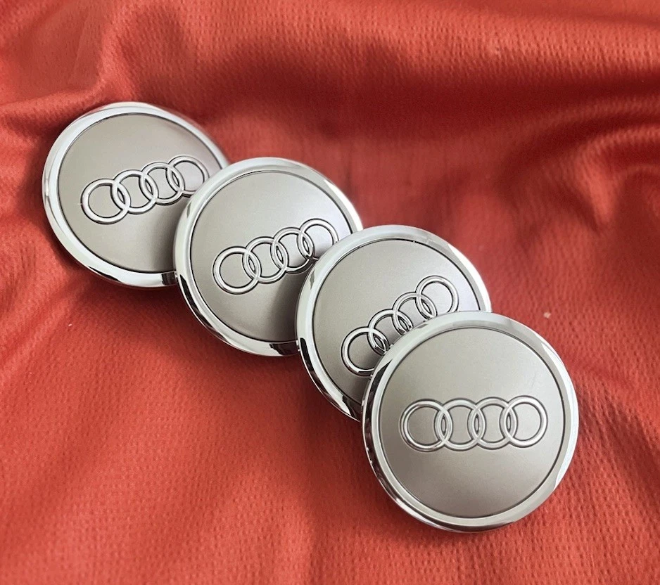 4 Tapacubos centrales de rueda Audi gris cromo 69 mm (2,72 pulgadas) Foto 2 de 4
