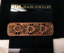 Vtg 1928 Jewelry Silver Spring Flowers Hair Barrette Clip Stock Out NWT