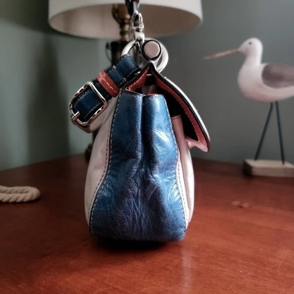 Coach 19035 City Willis Legacy Colorblock Gray Blue Orange Waxed Calfskin Bag - Image 4 of 4