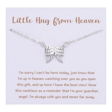 Angel Wings Necklace - Little Hug from Heaven for Loss of Mom Dad, Guardian Ange