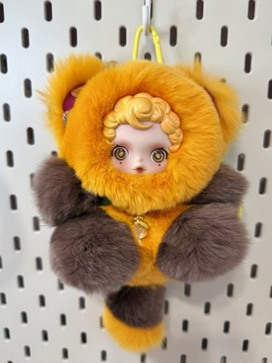 NEW Custom Made S-P ORANGE Chestnut Red PANDA Real Rabbit Fur Doll Plush Pendant