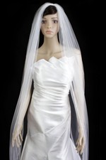 Bridal Wedding Veil Diamond Off White 1 Tier Long Cathedral Length Pencil Edge