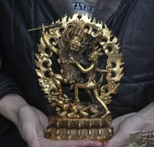 Tibetan buddhism temple Bronze Joss Yamantaka Hayagriva Buddha hevajra Statue 