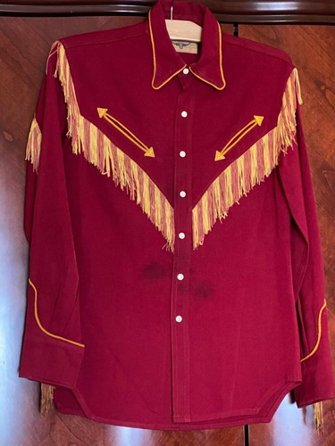 RARE Vintage 40's Men's Fay Ward Co. Rockabilly Shirt W/Fringe