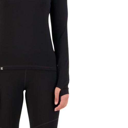 Mons Royale Cascade Merino 1/4 Zip Women's Baselayer Top, Black, X-Large - Picture 4 of 4