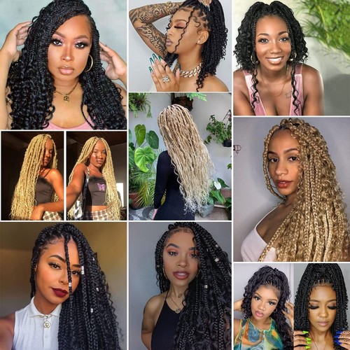 18 Inch Goddess Box Braids Crochet Hair 8 Pack Bohemian Hippie Box Braids Cro... - Picture 6 of 6
