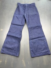 Vintage Seafarer Jeans Mens 30x29 Blue Bell Bottom Navy Dungaree Talon Zip Pants