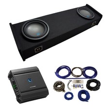Fits 97-99 Ford F-150 Super Ext Cab Alpine S-W10D2 Dual 10" Sub Box & S-A60M Amp