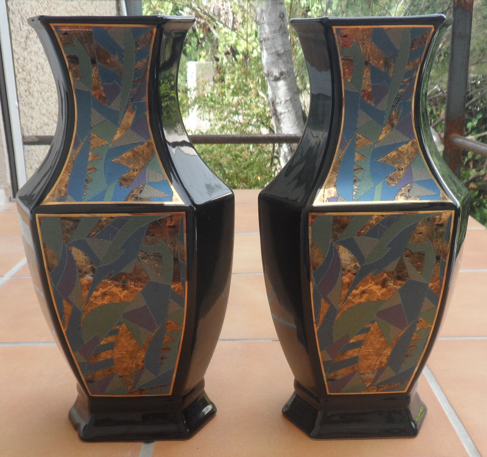 Vase céramique vintage Italie style AN70 haut de gamme noir mat