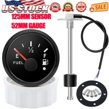 52MM Fuel Level Gauge with 125mm Fuel Level Sensor Sender Units for Boat Car US