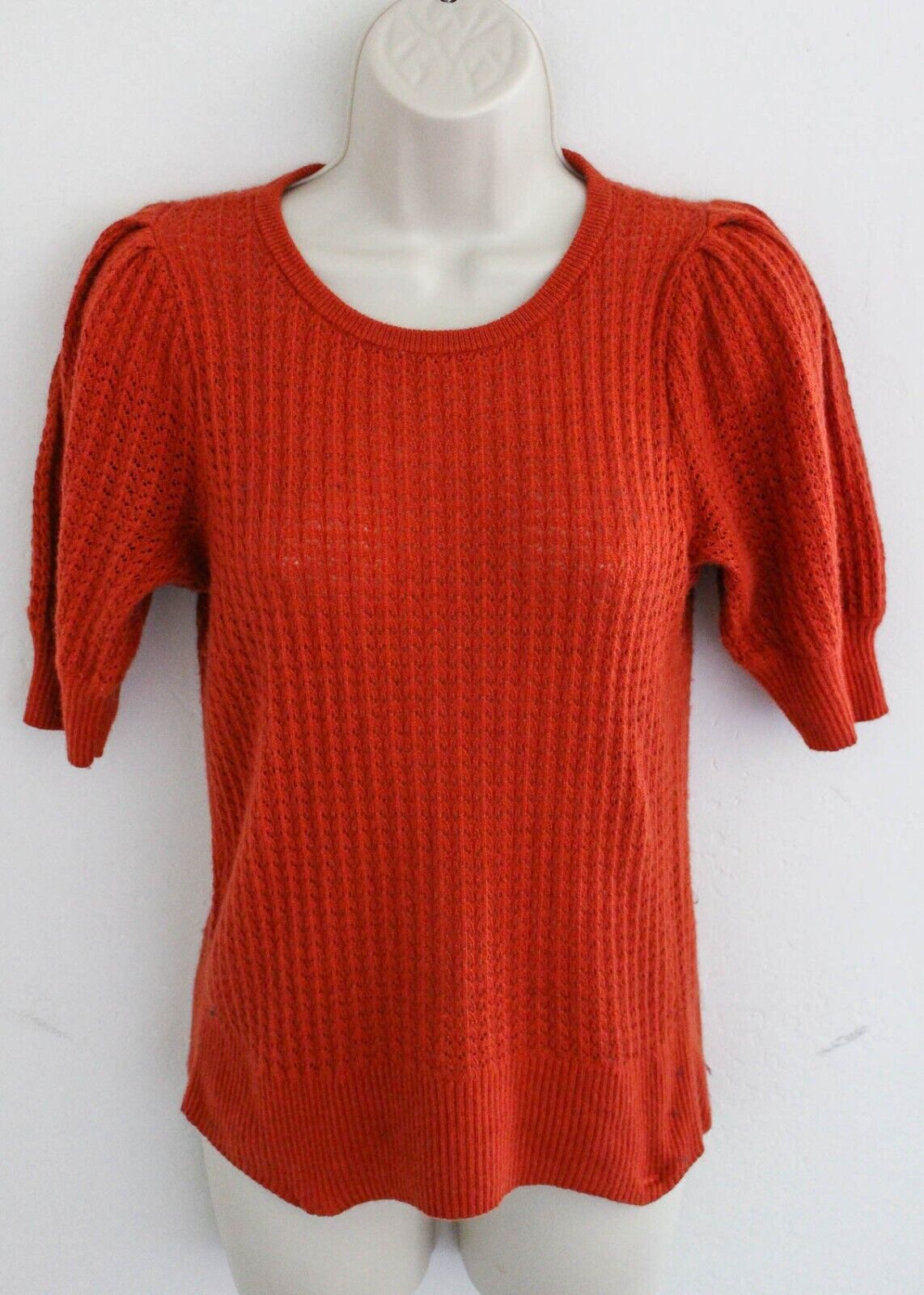Madewell Small Sweater Orange Pullover Puff Short… - image 1