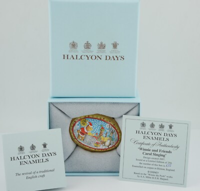 Halcyon Days Winnie The Pooh Xmas 2007 Ltd Edition Emaille Box Neu mit Etikett