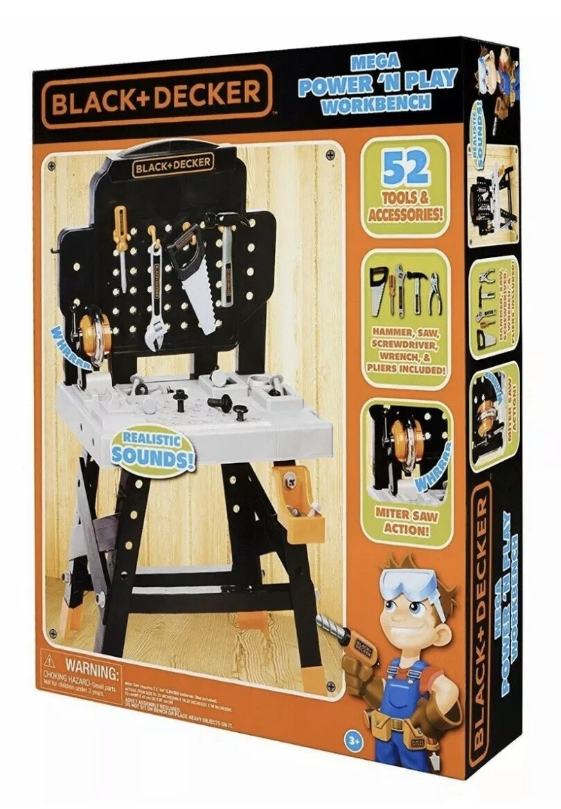 Black and Decker Kids Workbench and Six Piece Wooden Tool Set, WWB002-BD