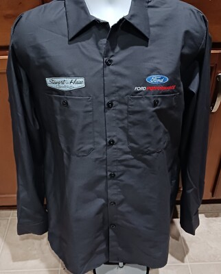 Stewart-Haas Racing Team Issued Large LS Gray Red Kap Shop Shirt NASCAR Briscoe 