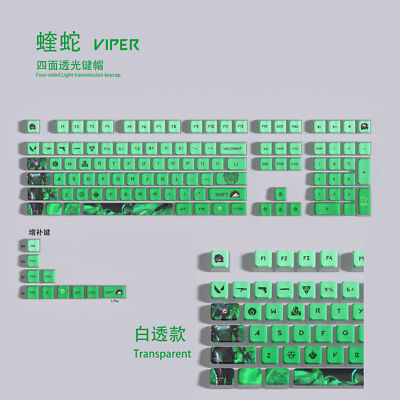 VALORANT Themed Keycaps Viper White translucent  119 keys ASA high degree