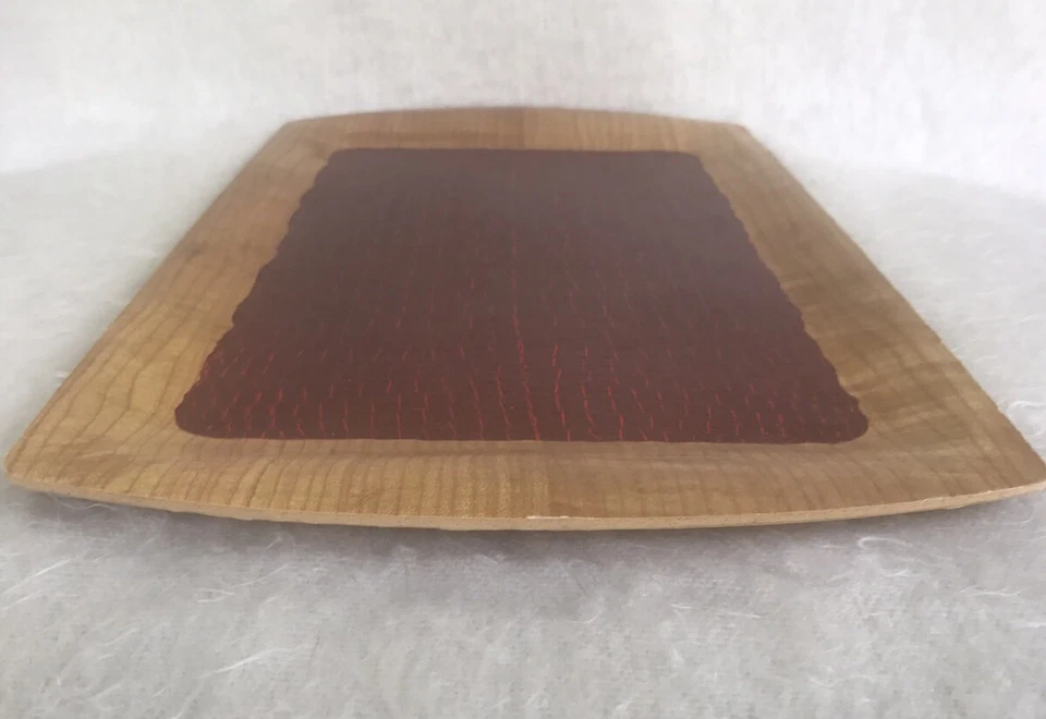 Oblong Wood Tray Light Brown Maroon Kentley Corporation Grand Rapids Michigan - Image 3 of 4