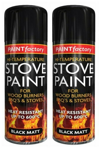 New Heat Resistant Matt Black Spray Paint Stove High Temperature BBQ 400ml Can - Picture 5 of 8