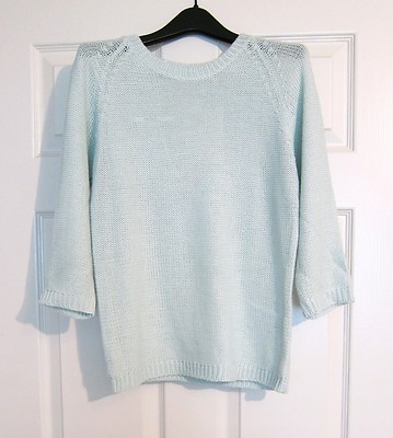 ZARA Women's Mint Green Knit 3/4 Sleeve with Open