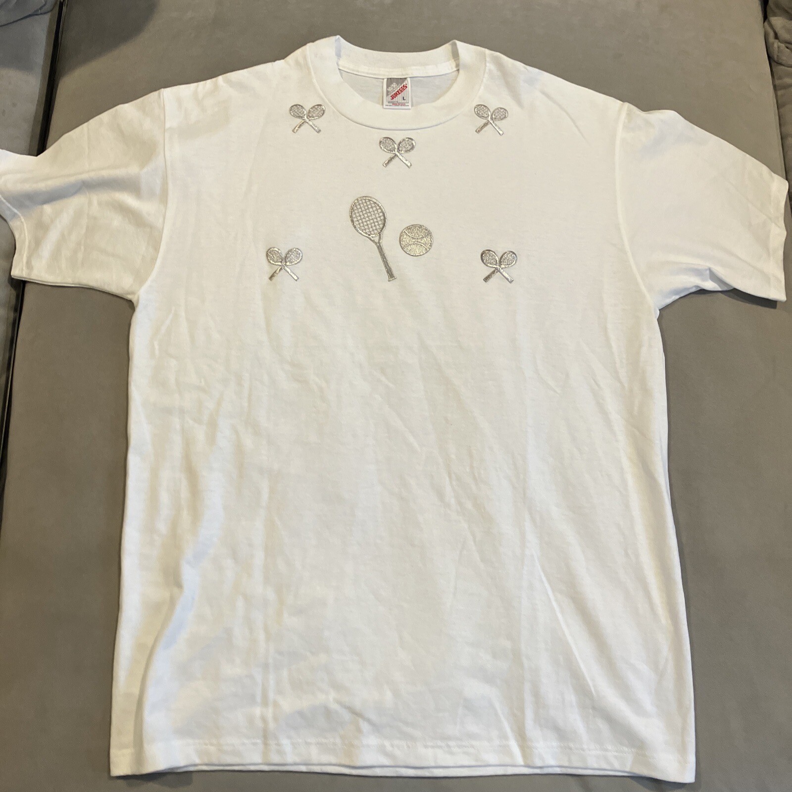 NWOT- Vintage - Jerzees- Tennis Raquet Iron-on Applique T-Sh