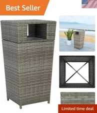 Versatile Mazeli Gray Wicker Trash Bin with Removable Top - 17.55" x 16.77"