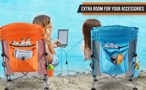 Beach Chair Beach Chairs for Adults Folding Camping Chair for Adults with Cooler - Picture 23 of 45
