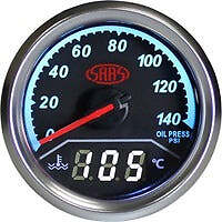 SAAS Trax EGT Gauge Black Face, 2inch 52mm Dual Oil Pressure/ Water Temperature 