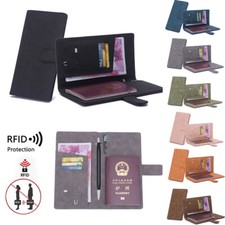 Slim Leather Travel Passport Wallet Holder RFID Blocking ID Card Case Cover US
