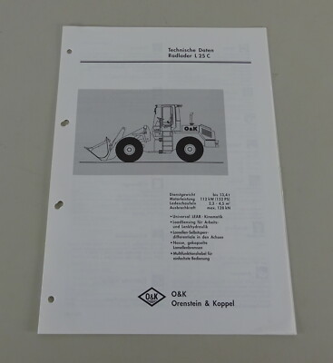 Brochure/brochure O&K wheel loader L25 C technical data status 03/1998