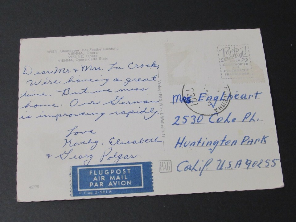 RPPC Wien Staatsoper bei Festbeleuchtung Vienna Opera Austria Color Air ...