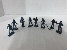 Vintage Lot Of 8 Marx Air Force Base Metallic Blue Plastic Figures Cool