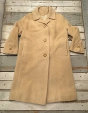 Vintage STROOCK Tan Coat WoolBlend Fits Size Med ILadies Garment Workers Union