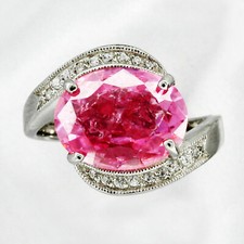 PINK CZ Gemstone Solitaire Ring in SOLID 925 STERLING SILVER - NEW 