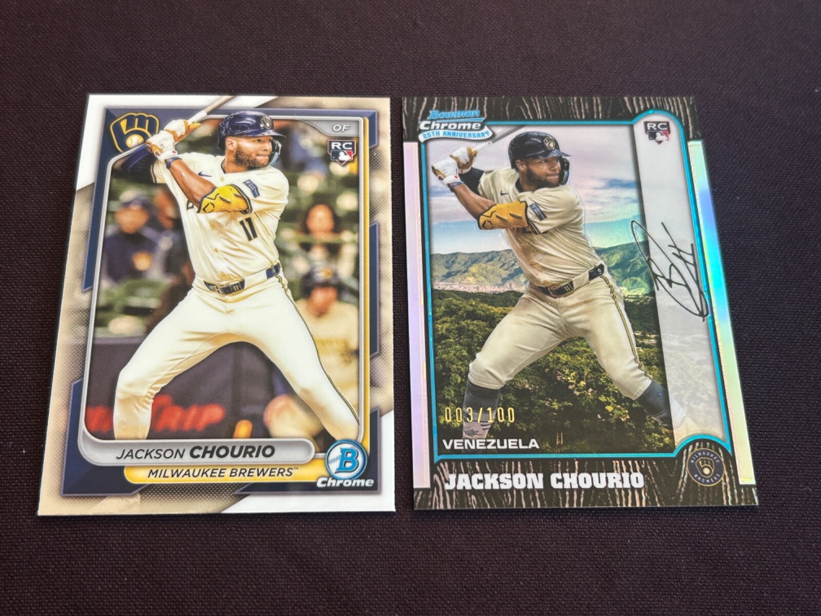 2024 Bowman Chrome Jackson Chourio 25th INTERNATIONAL ROOKIE REFRACTOR #3/100