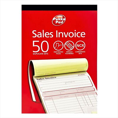 Pukka Pads Duplicate Sales Invoice Books - 2 Pack NCR Carbonless Forms 137x203mm (50 Sets Each)
