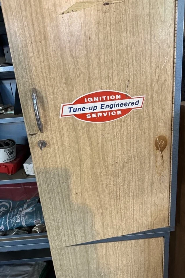 Vintage Blue Streak Ignition Auto Parts Service Station Cabinet & Base - Image 2 of 4