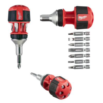 Milwaukee 8 in 1 Compact Spezialeinsätze Multi-Bit Schraubendreher PH1 PH2 PZ1 PZ2 T15