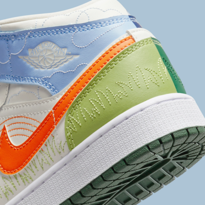 Nike Air Jordan 1 Mid Stitch GS 7y Women 8.5 DX2462-100 NEW Green