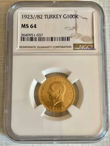 Turkey 1923/82 100 Kurush Gold NGC MS64 SKU# 4674