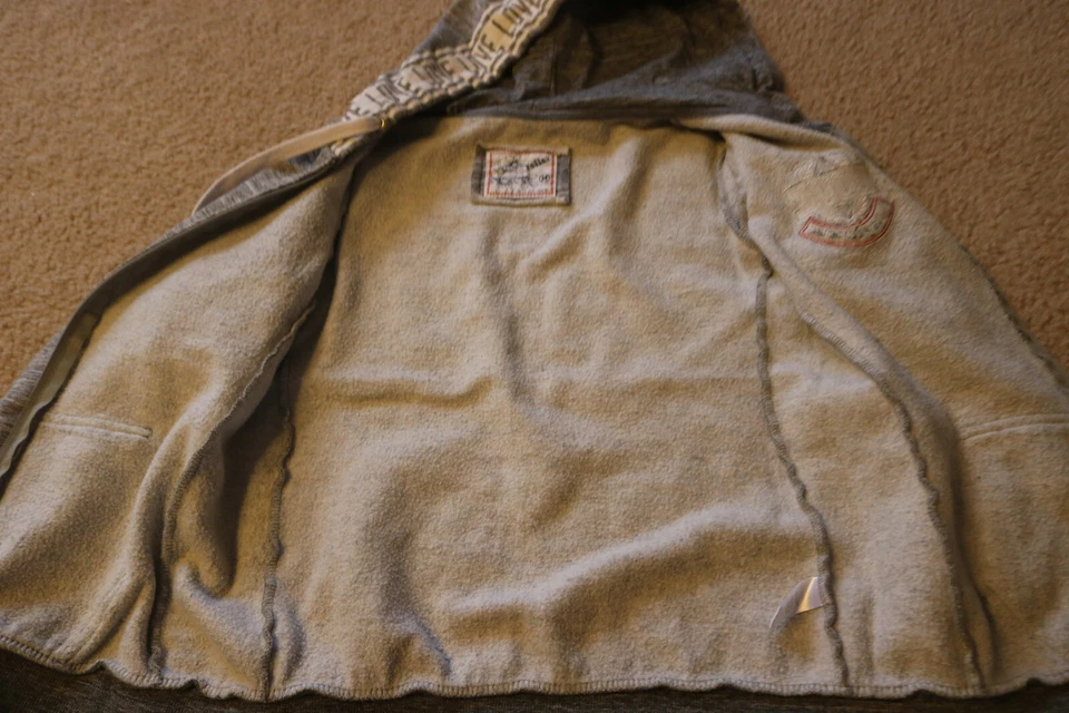 Moletom com capuz feminino Reflex Love Republic cinza zíper completo mistura de algodão tamanho M - Imagem 4 de 4