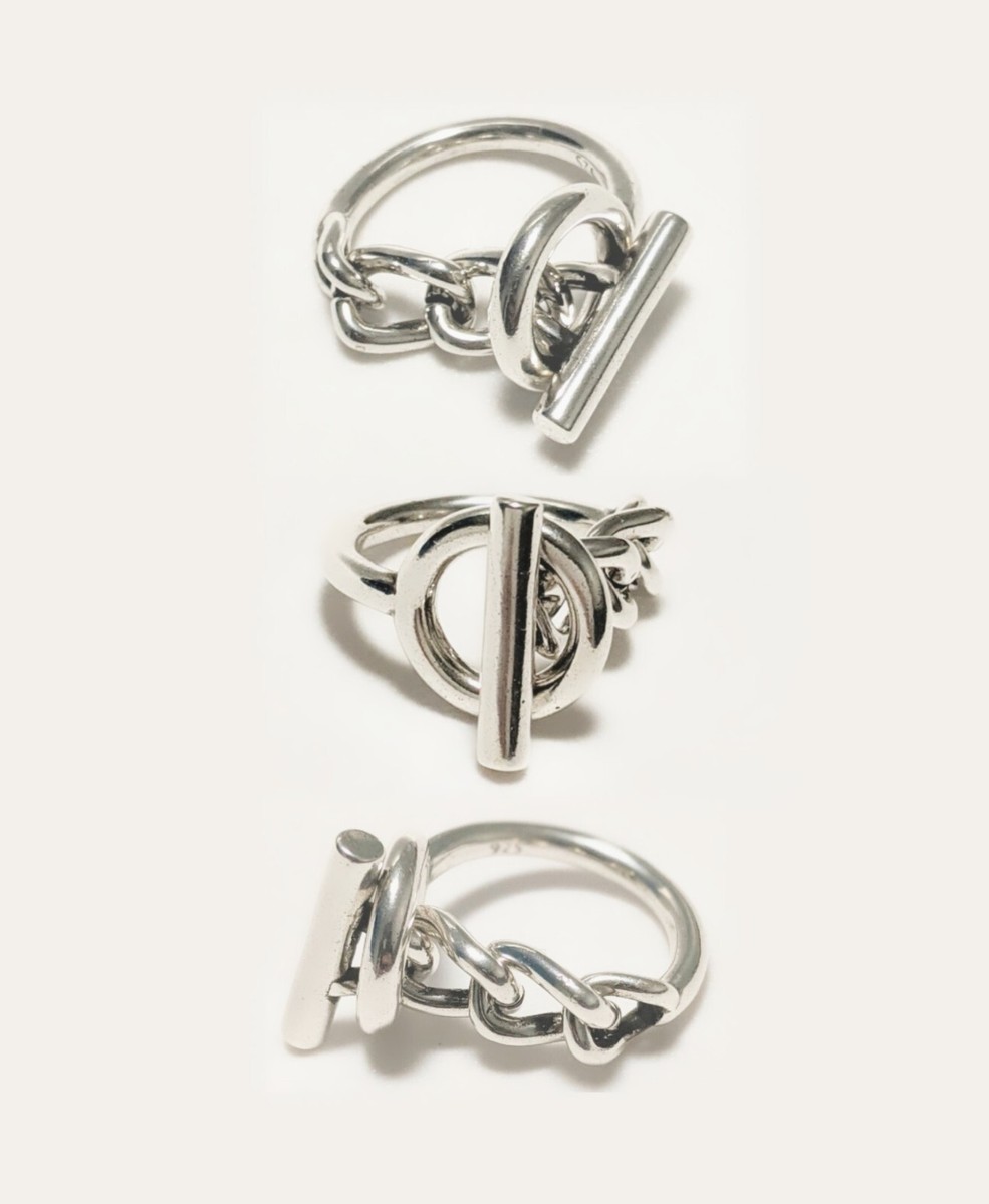 Bague chaîne d'ancre en argent 925 croisette ring silver Grosse