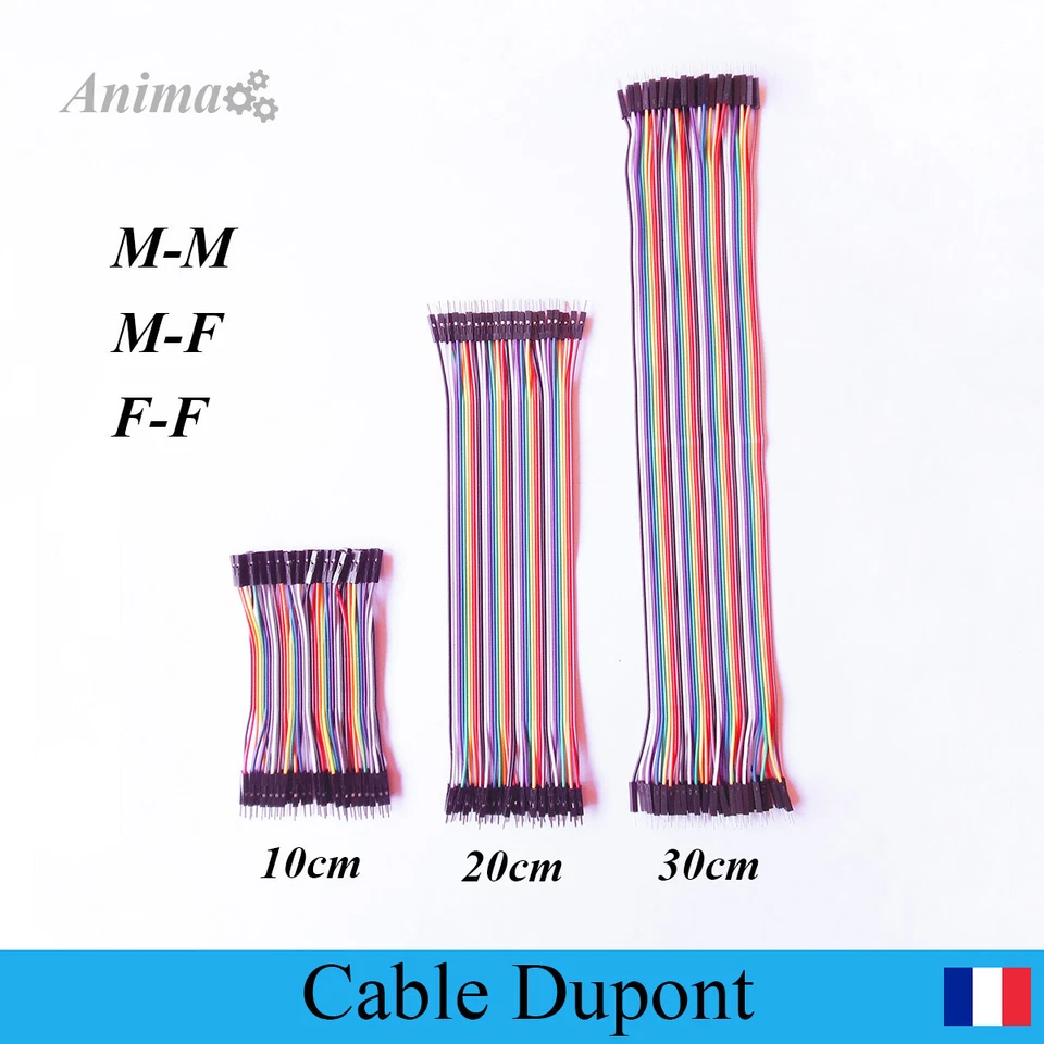 Câble Dupont 10 20 30cm Jumper (40 fils) mâle femelle M-M, M-F, F-F