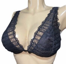 Victorias Secret Luxe Elongated Lace Unlined Wireless Bralette XLarge Black