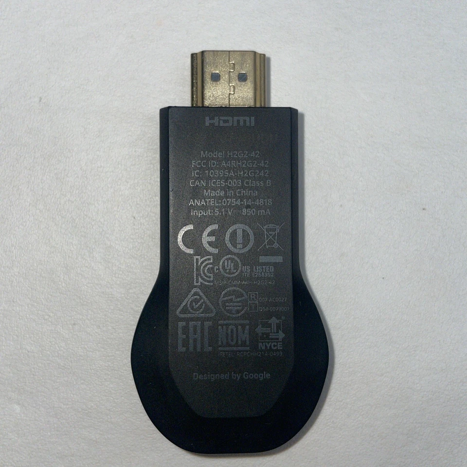 Google Chromecast (1st Generation) Streaming Media Player - H2G2-42 (Black) - Image 3 of 4